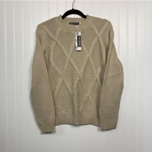 Women's Sweater Size Medium Romantichut Chunky Knit Beige Cream Long Sleeve NWT